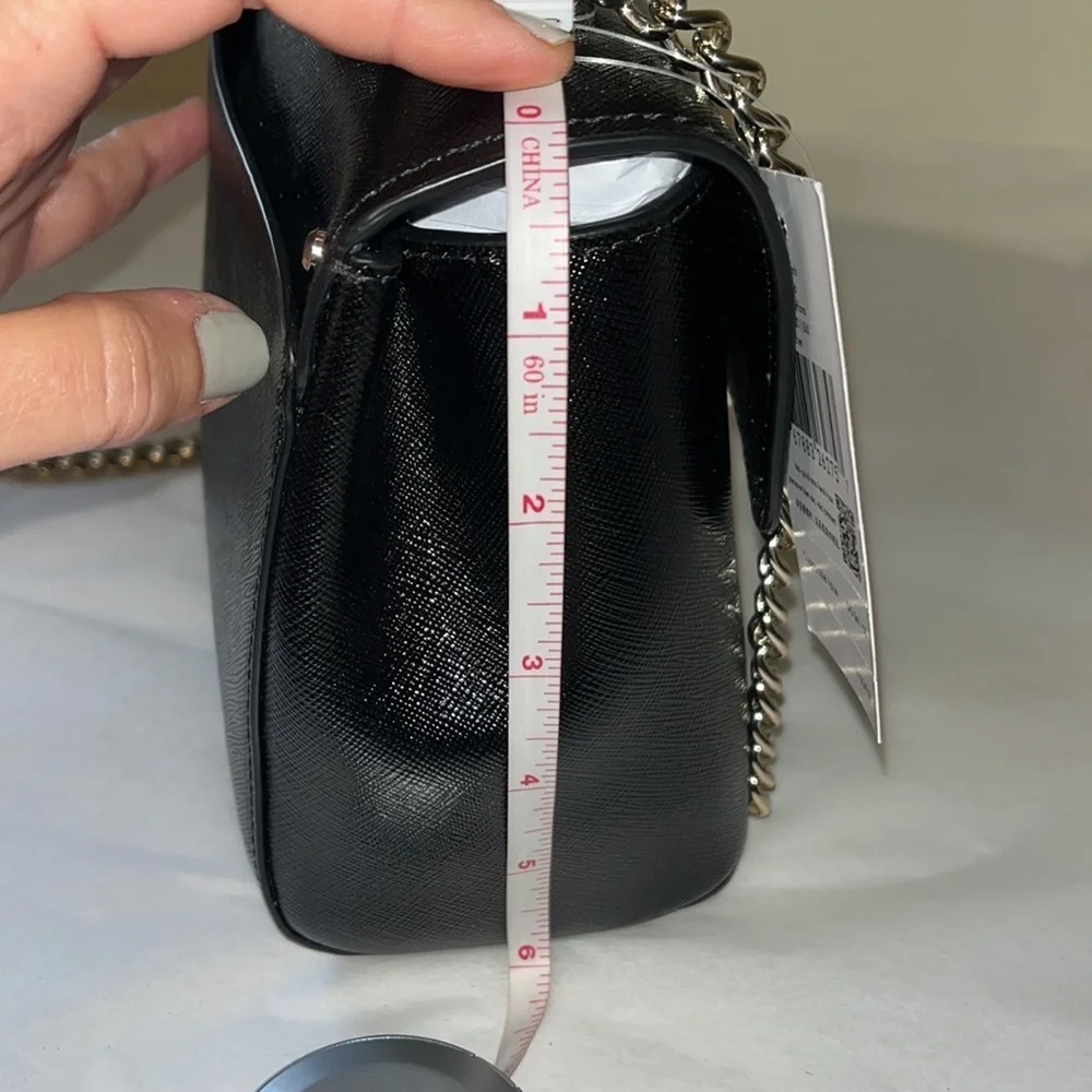 Kate spade, small black handle bag with removable gold crossbody chain, new